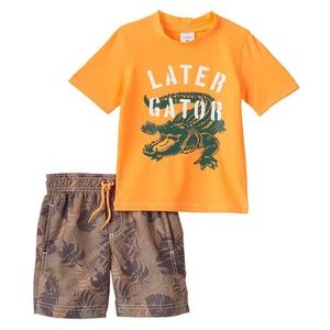 Carter's Gator Rashguard Swim Suit Set TWINS